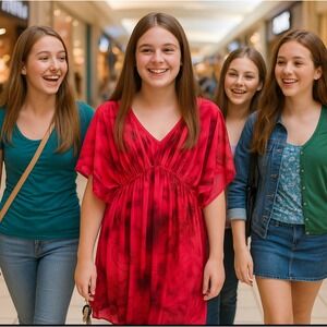 VINTAGE Y2K City Triangles Made in USA, empire waist,‎ v-neck dress, Medium